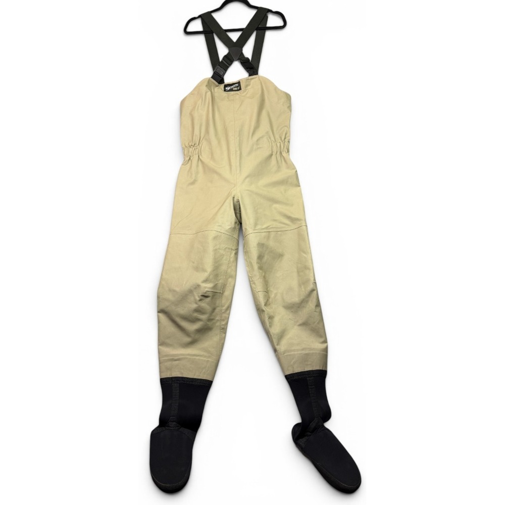 Simms Mens Beige Waterproof Fishing‎ Bib Overalls Size Large Adjustable Gore Tex
